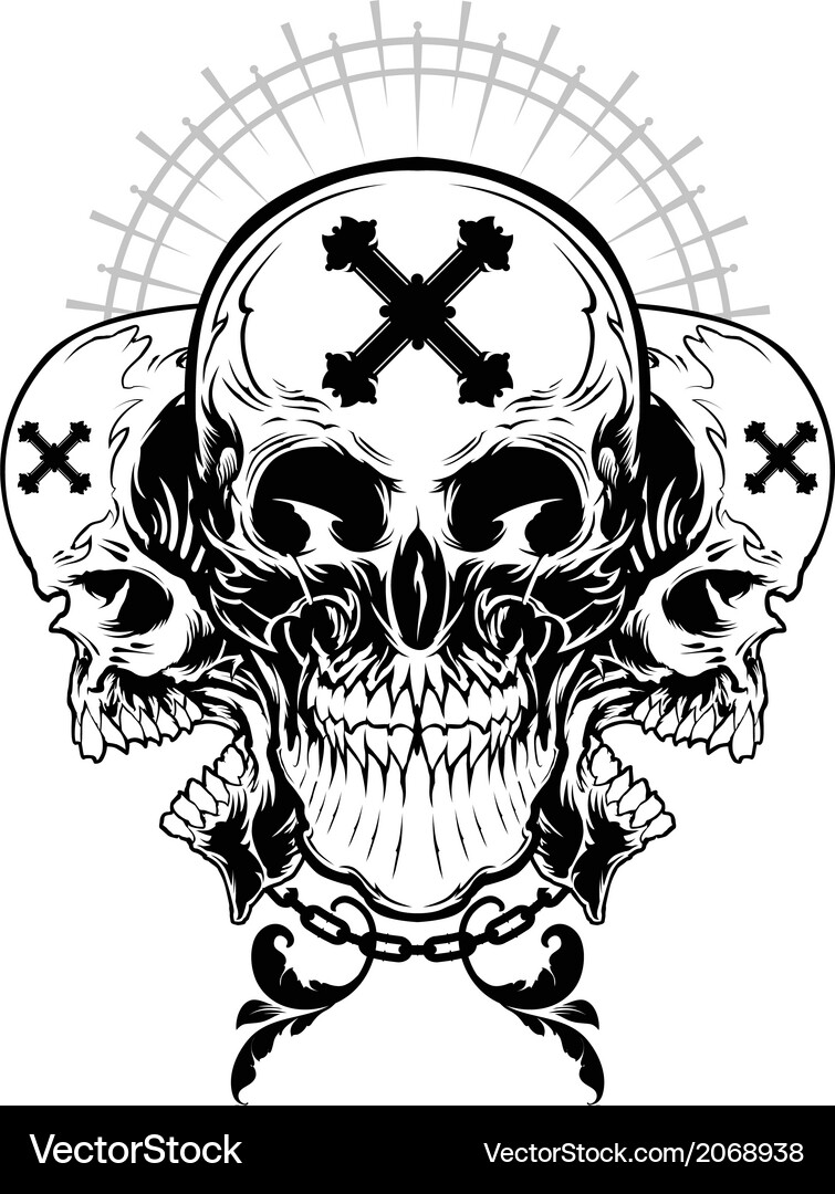 Floral Skull Motif Vector Image