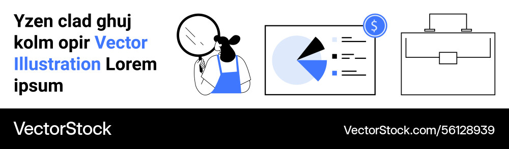Analyst observing data presentation with pie chart Analyst observing data presentation with pie chart vector image