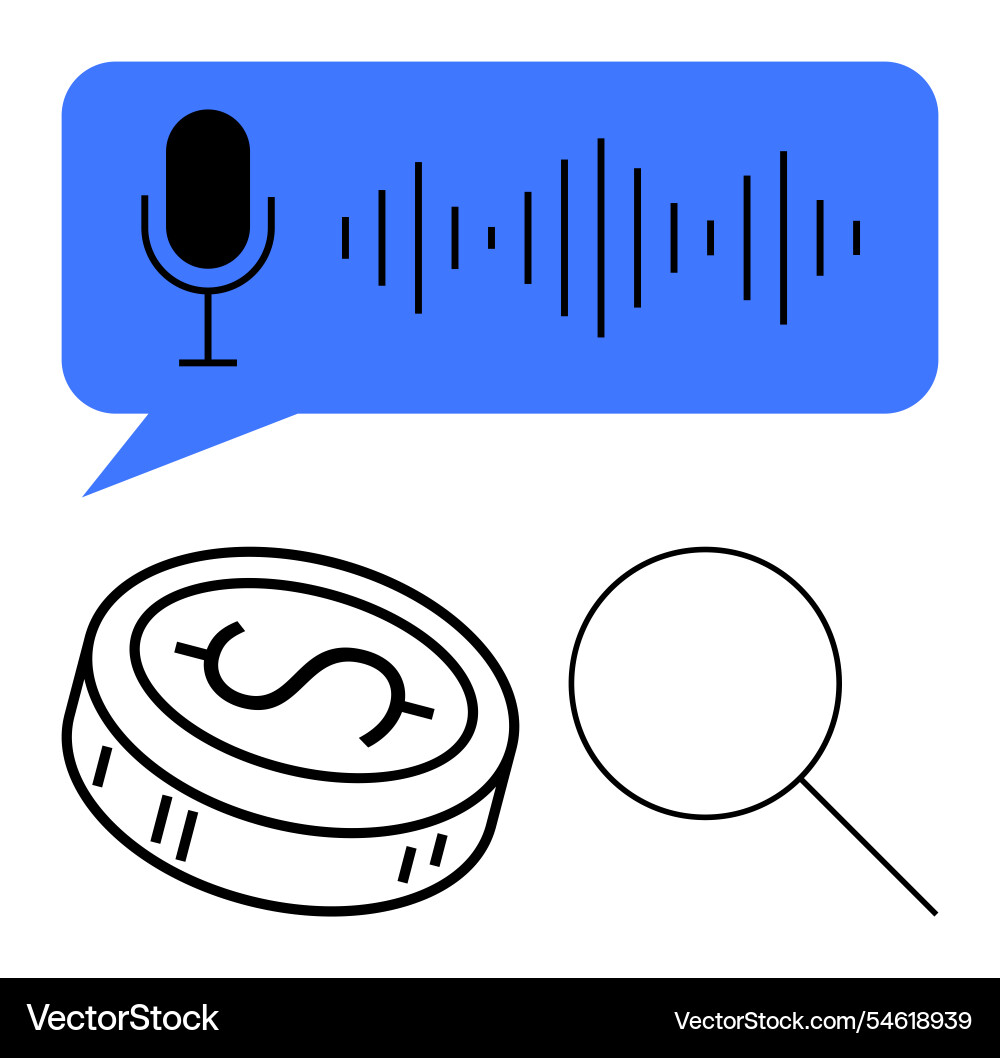 Audio message with microphone line sound graph Audio message with microphone line sound graph vector image