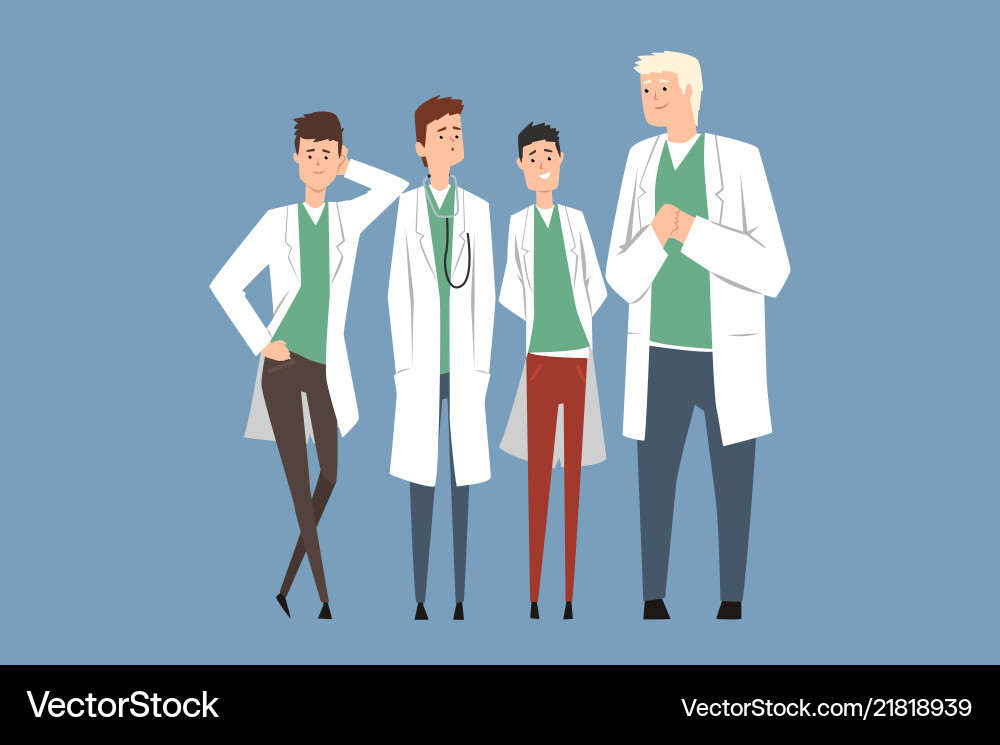 Hospital medical staff doctors team flat men Hospital medical staff doctors team flat men vector image