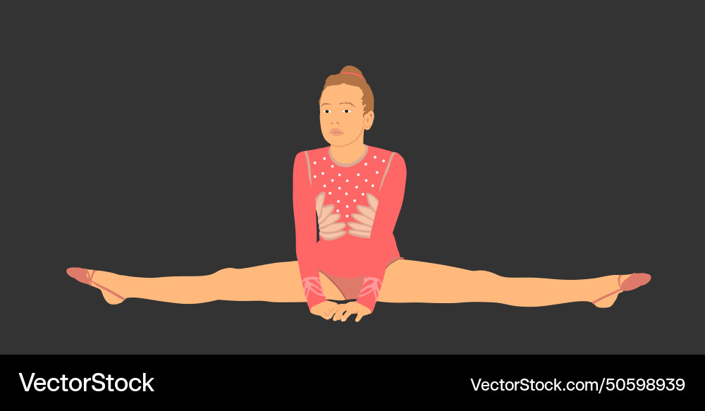 Rhythmic gymnastic girl on the floor doing twine Rhythmic gymnastic girl on the floor doing twine vector image