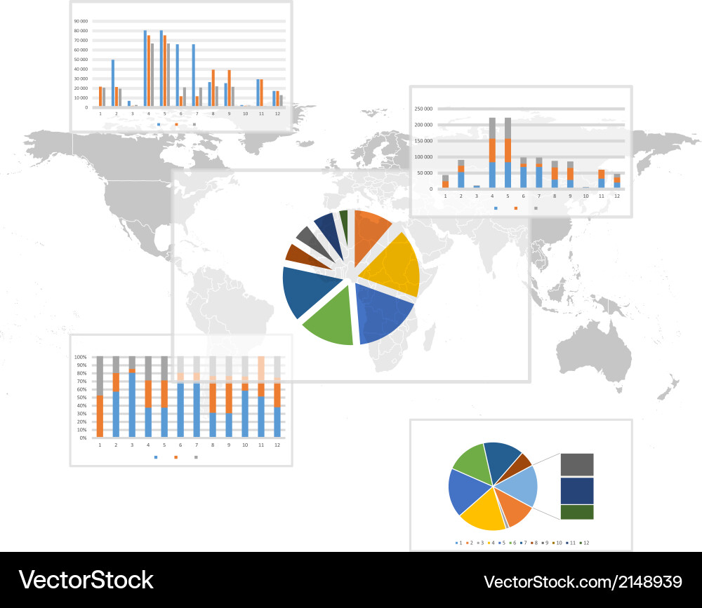 Set of infographic elements world map background Vector Image