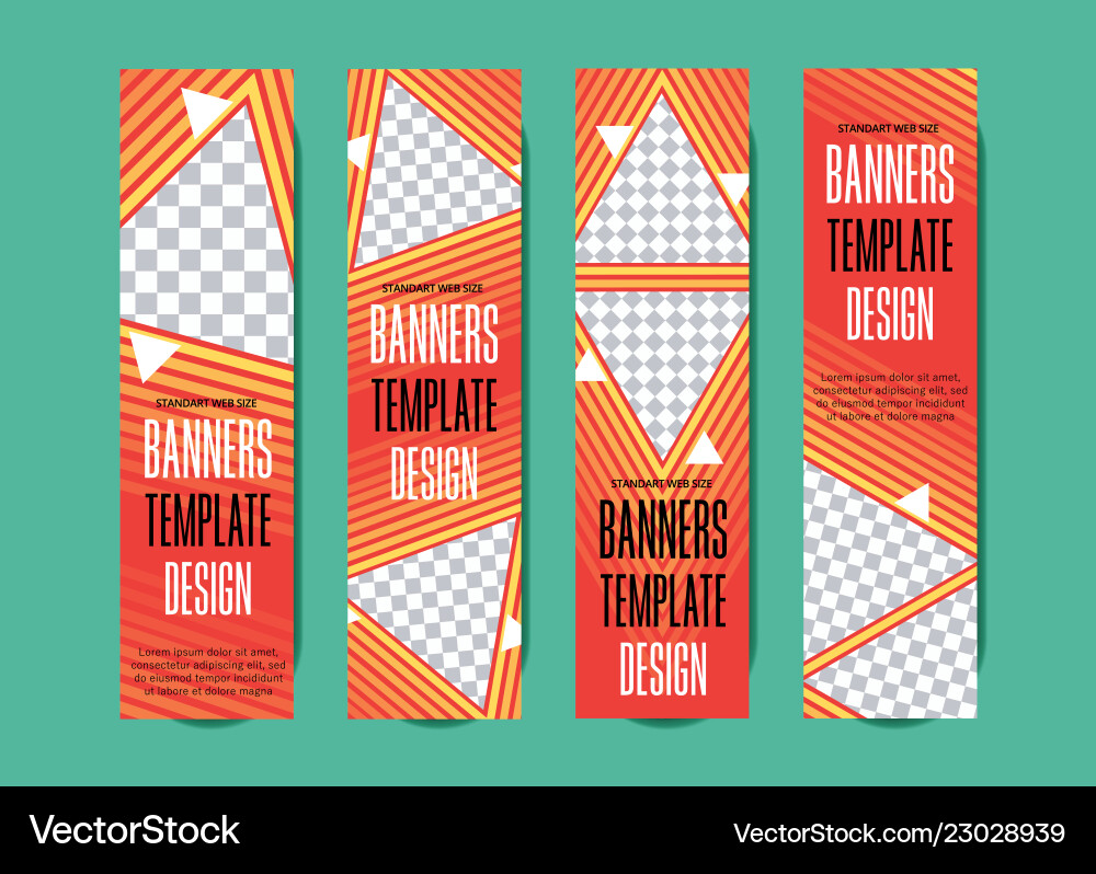 Set of vertical web banners with triangular vector image