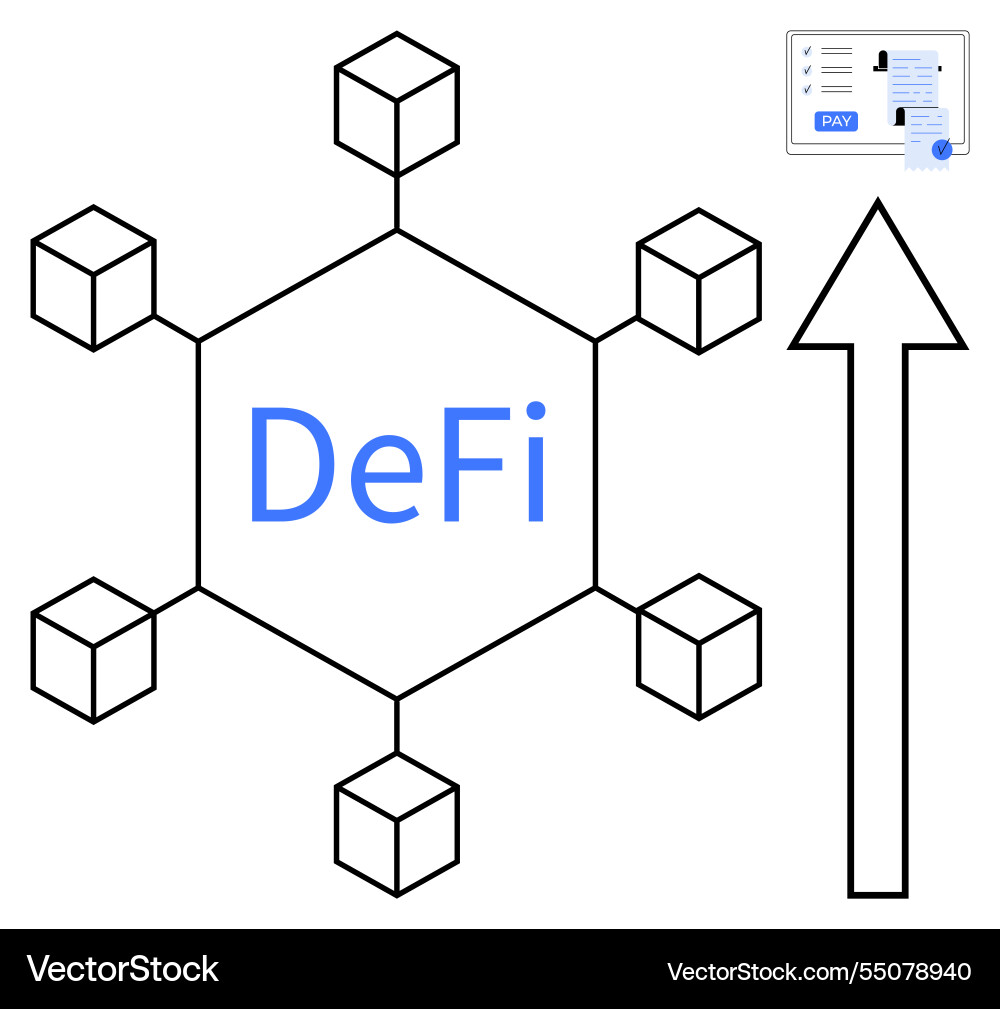 Decentralized finance defi network with blockchain Decentralized finance defi network with blockchain vector image