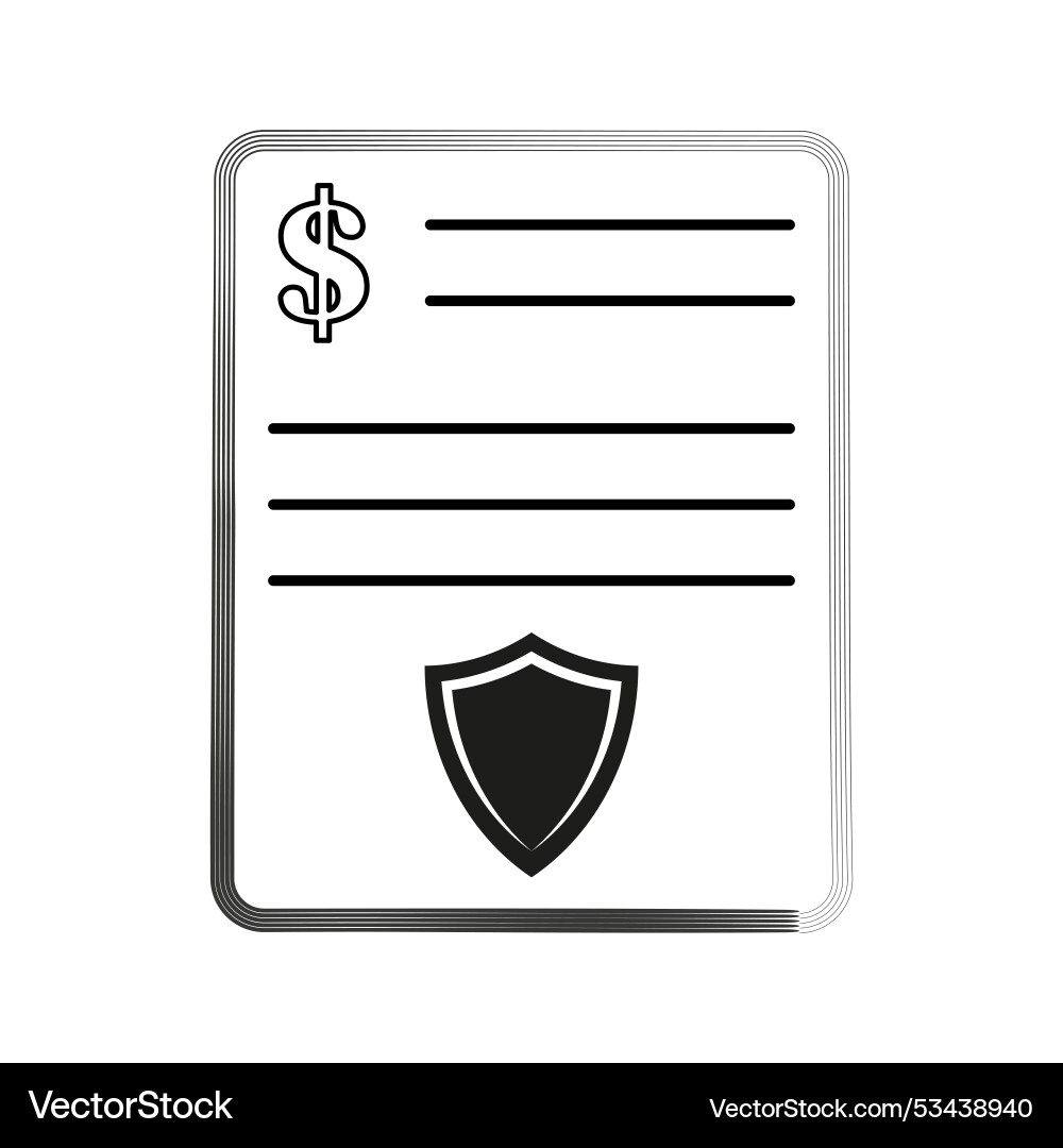 Document icon with a dollar symbol and shield Document icon with a dollar symbol and shield Vector Image