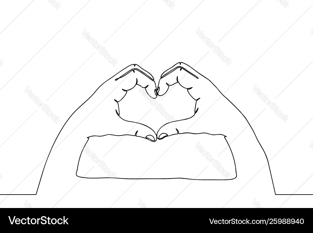 Eine Linie Hände in Liebe Geste kontinuierlich Eine Linie Hände in Liebe Geste kontinuierlich vektorbild