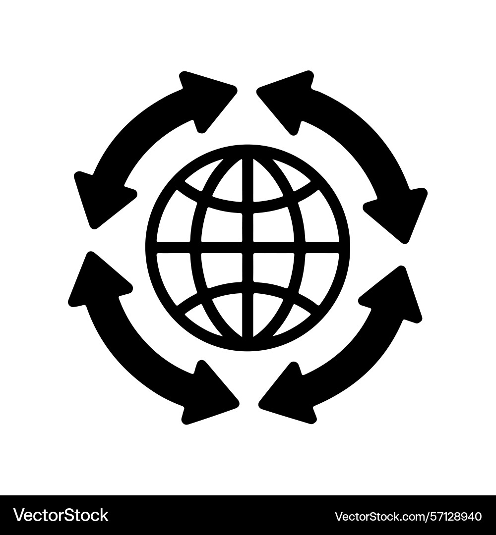 Global network connection arrows world icon vector image