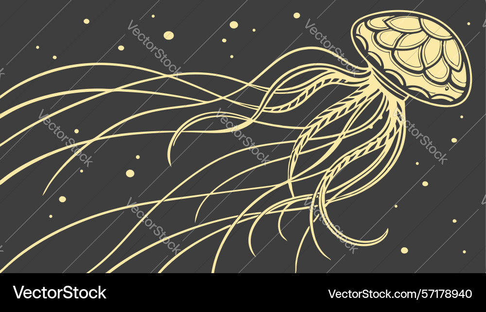 Glowing jellyfish with trailing tentacles design vector image
