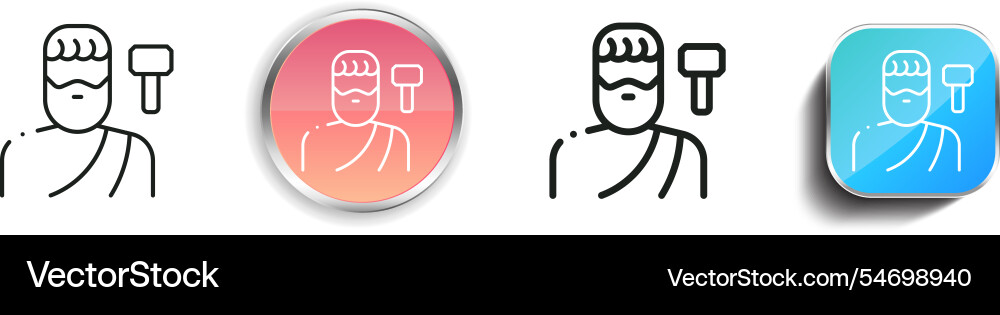 Hephaestus icon thin linear regular and button Hephaestus icon thin linear regular and button vector image