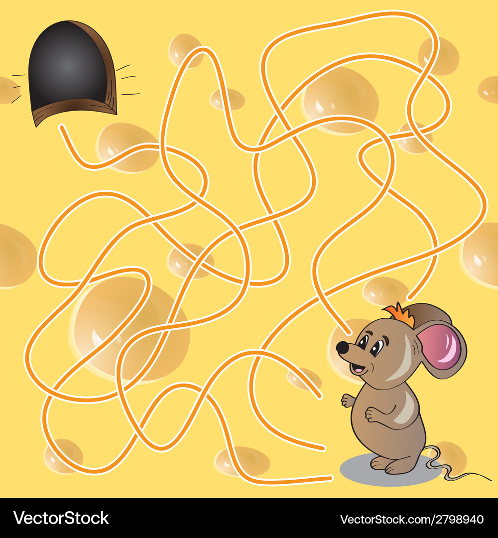 Maze or labyrinth game with funny mouse Vector Image