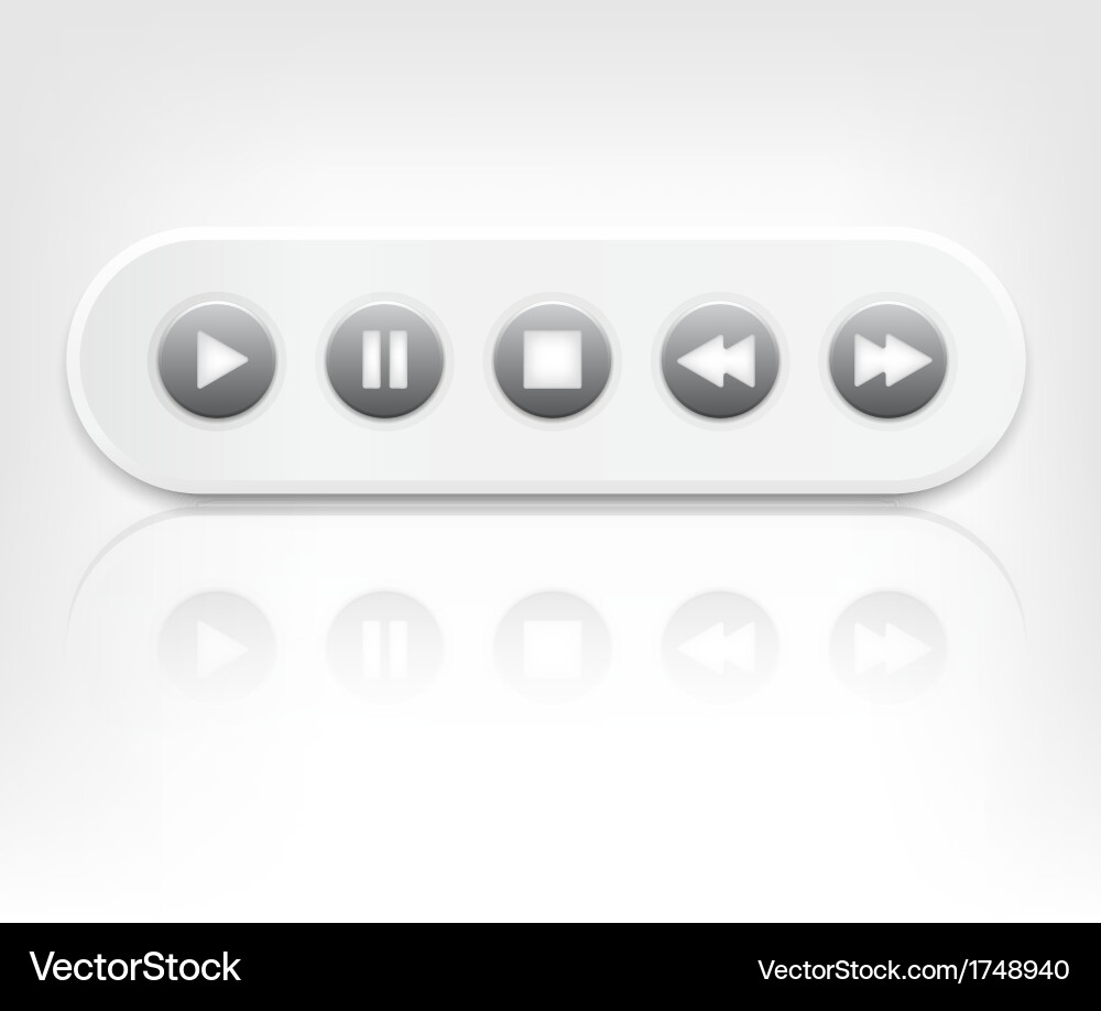 Media player interface with reflection Vector Image