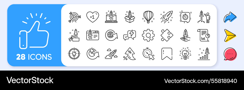 Startup line icons set of launch project Startup line icons set of launch project vector image