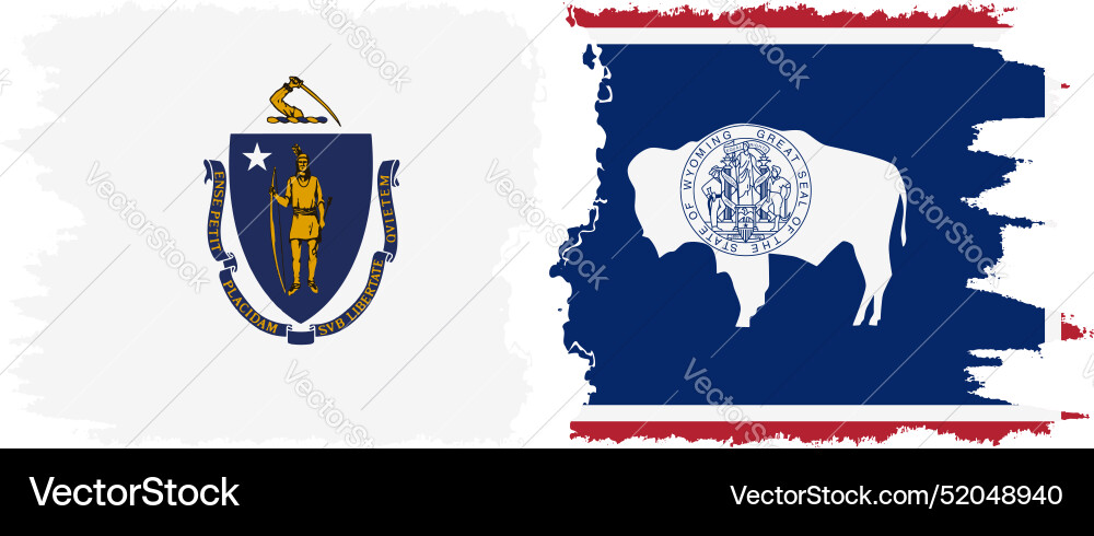 Wyoming und massachusetts gibt Grunge Pinsel Wyoming und massachusetts gibt Grunge Pinsel vektorbild