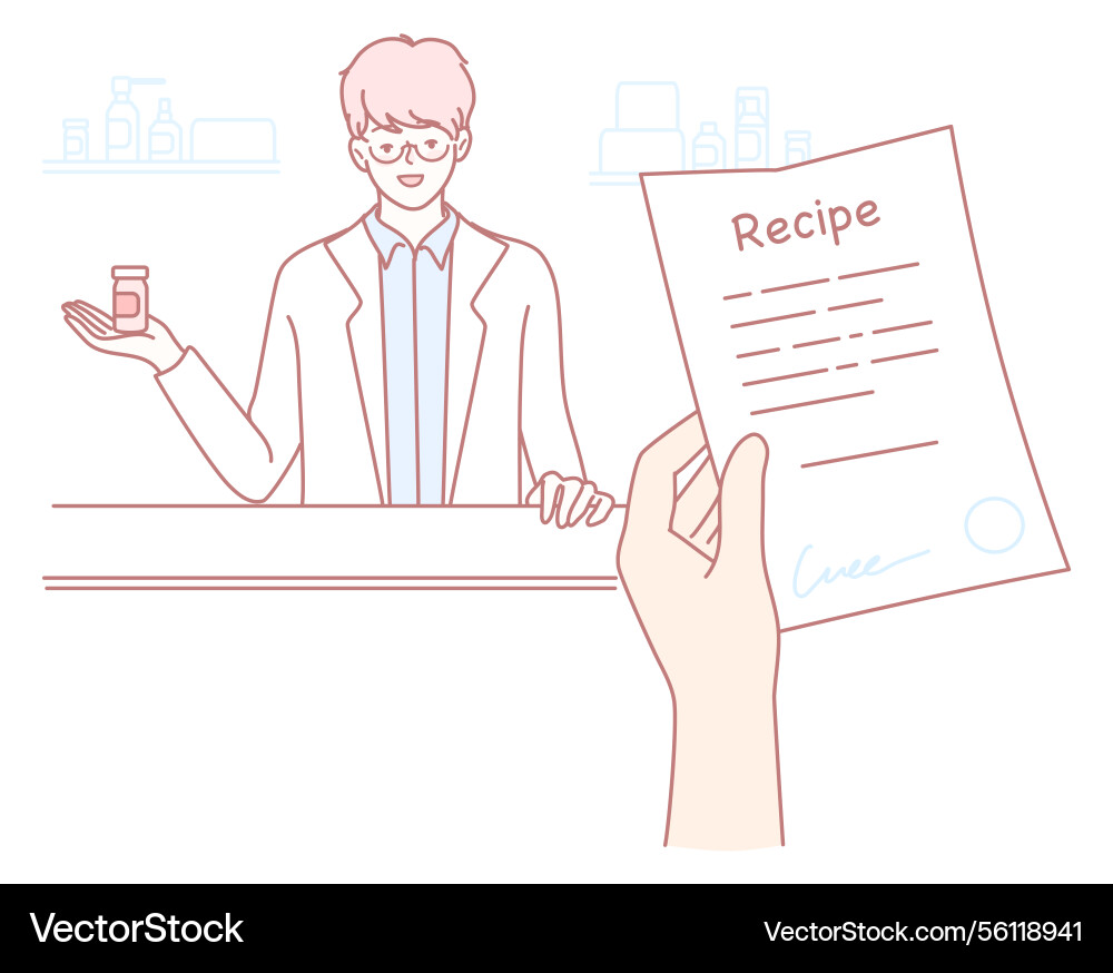 A pharmacist providing assistance and guidance A pharmacist providing assistance and guidance vector image