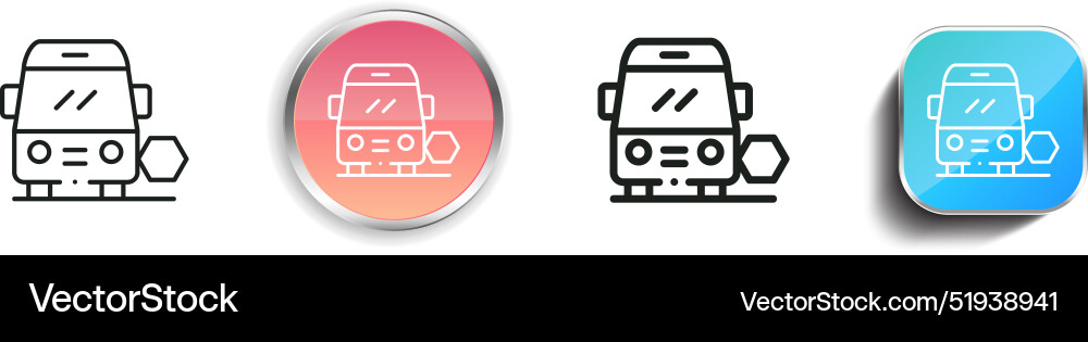 Bus school icon thin linear regular and button Bus school icon thin linear regular and button vector image