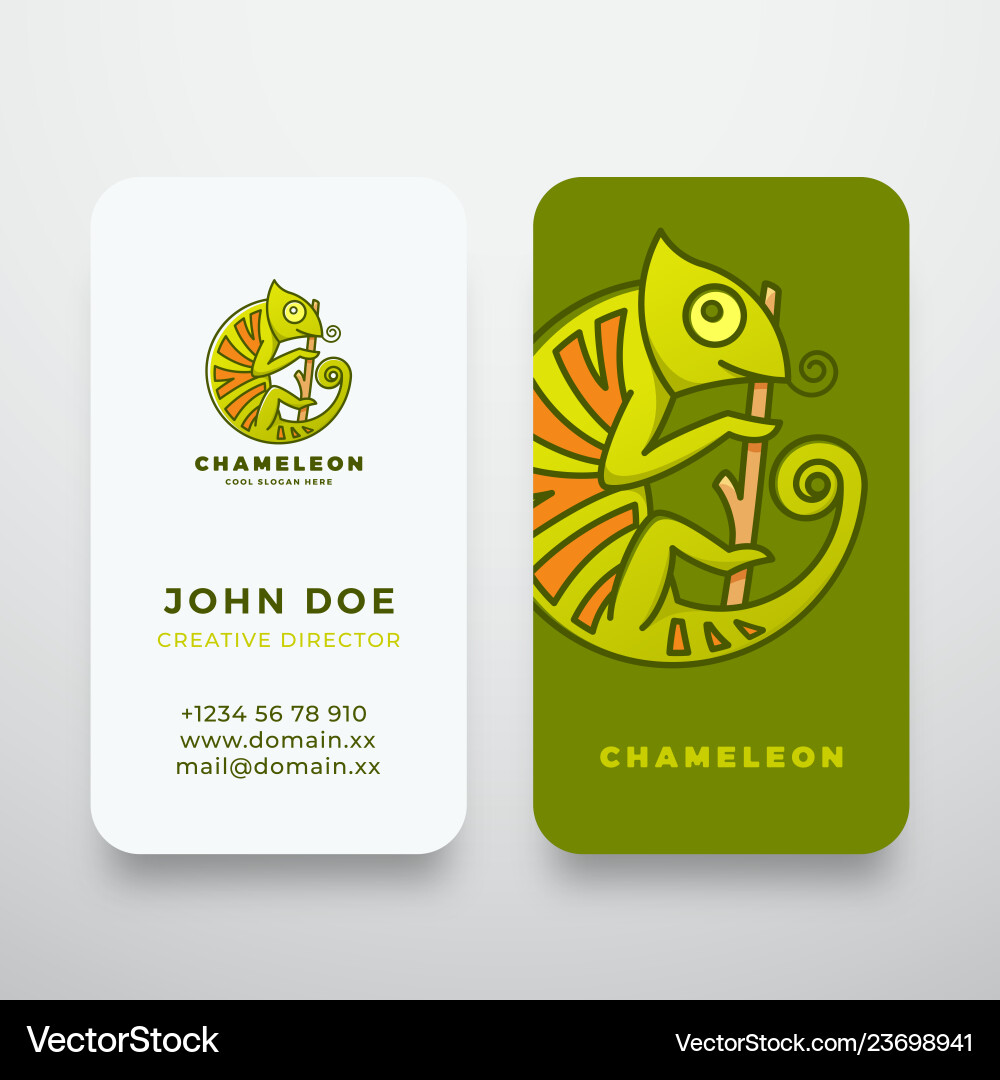 Chameleon on the branch in a circle shape Chameleon on the branch in a circle shape vector image