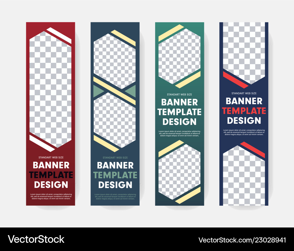 Design of vertical web banners with different vector image