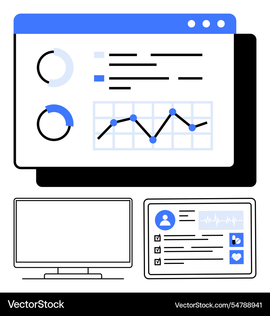 Digital dashboard with analytics medical data Digital dashboard with analytics medical data vector image
