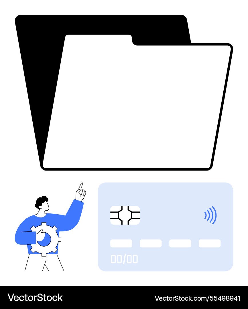Digital data management with folder credit card Digital data management with folder credit card vector image