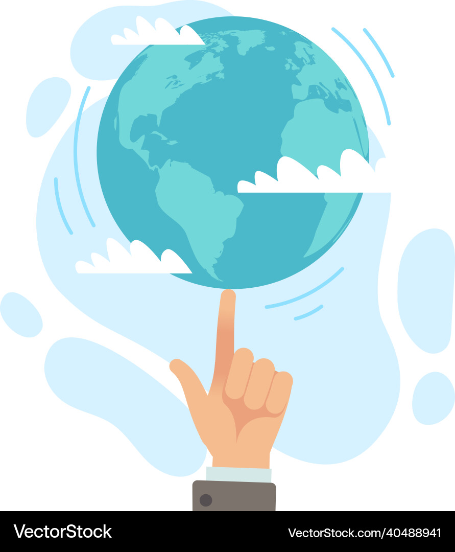 Global control person twisting planet on finger vector image