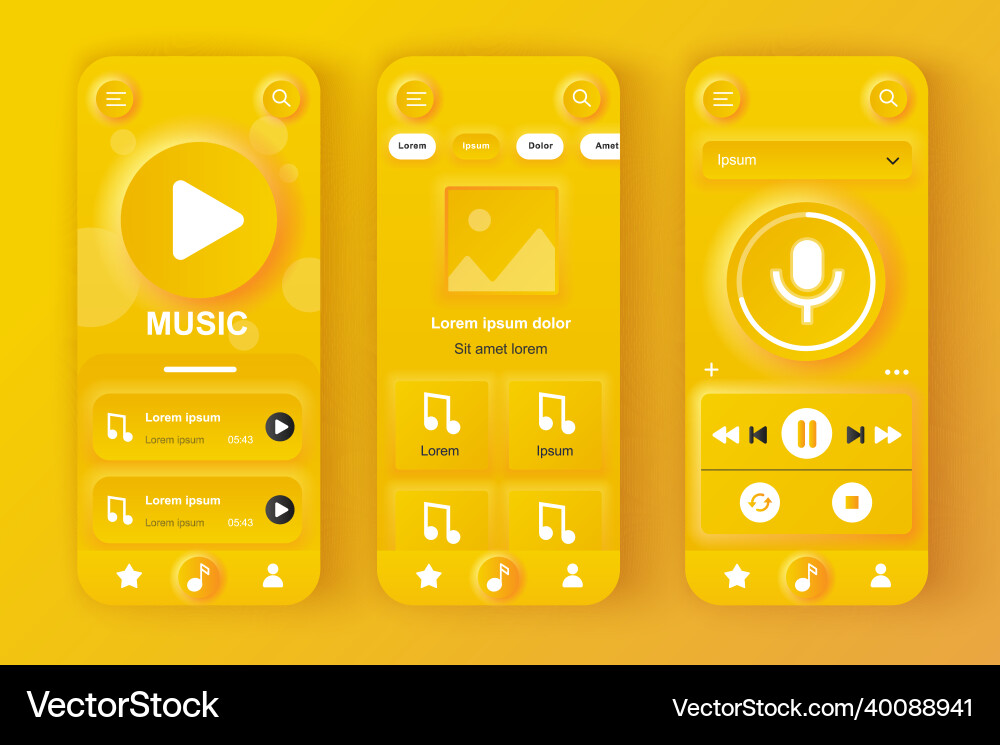 Music Player Concept Neumorphic Templates Set Vector Image