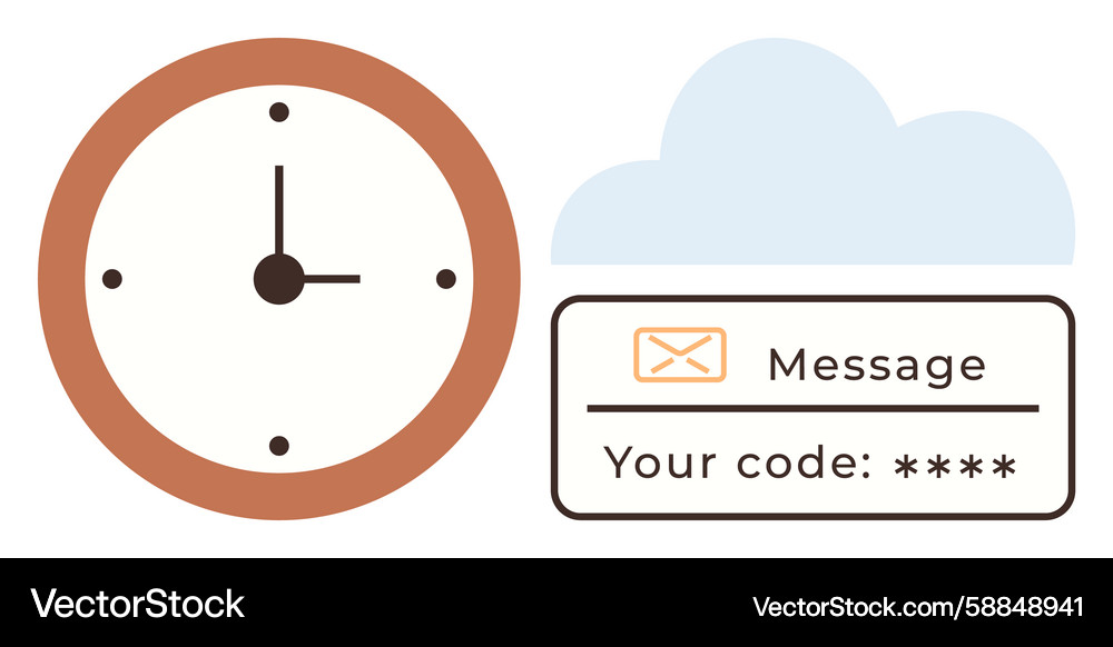 Security code delivery with time and cloud Security code delivery with time and cloud Vector Image