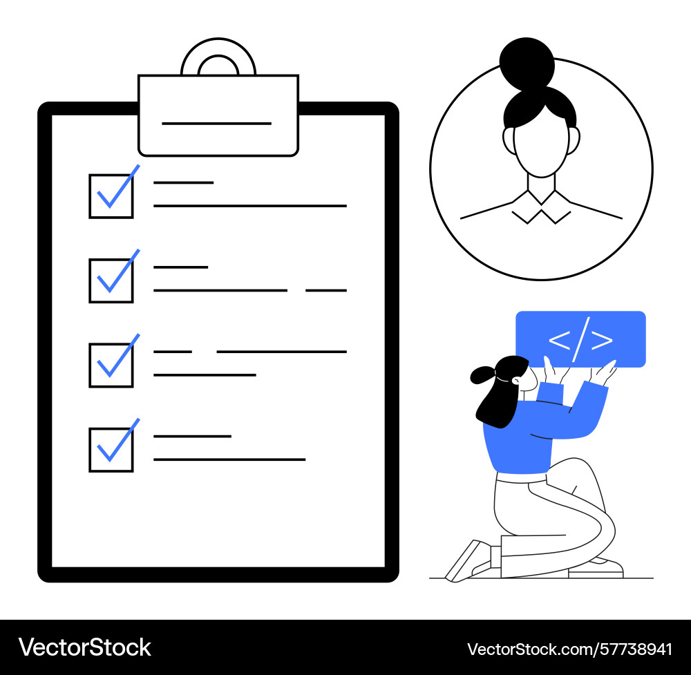 Task-Checkliste mit Profil avatar und Kodierer Task-Checkliste mit Profil avatar und Kodierer vektorbild