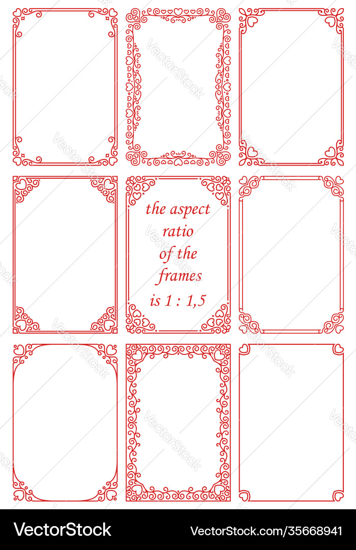 Vintage Heart Frames Set Vector Image