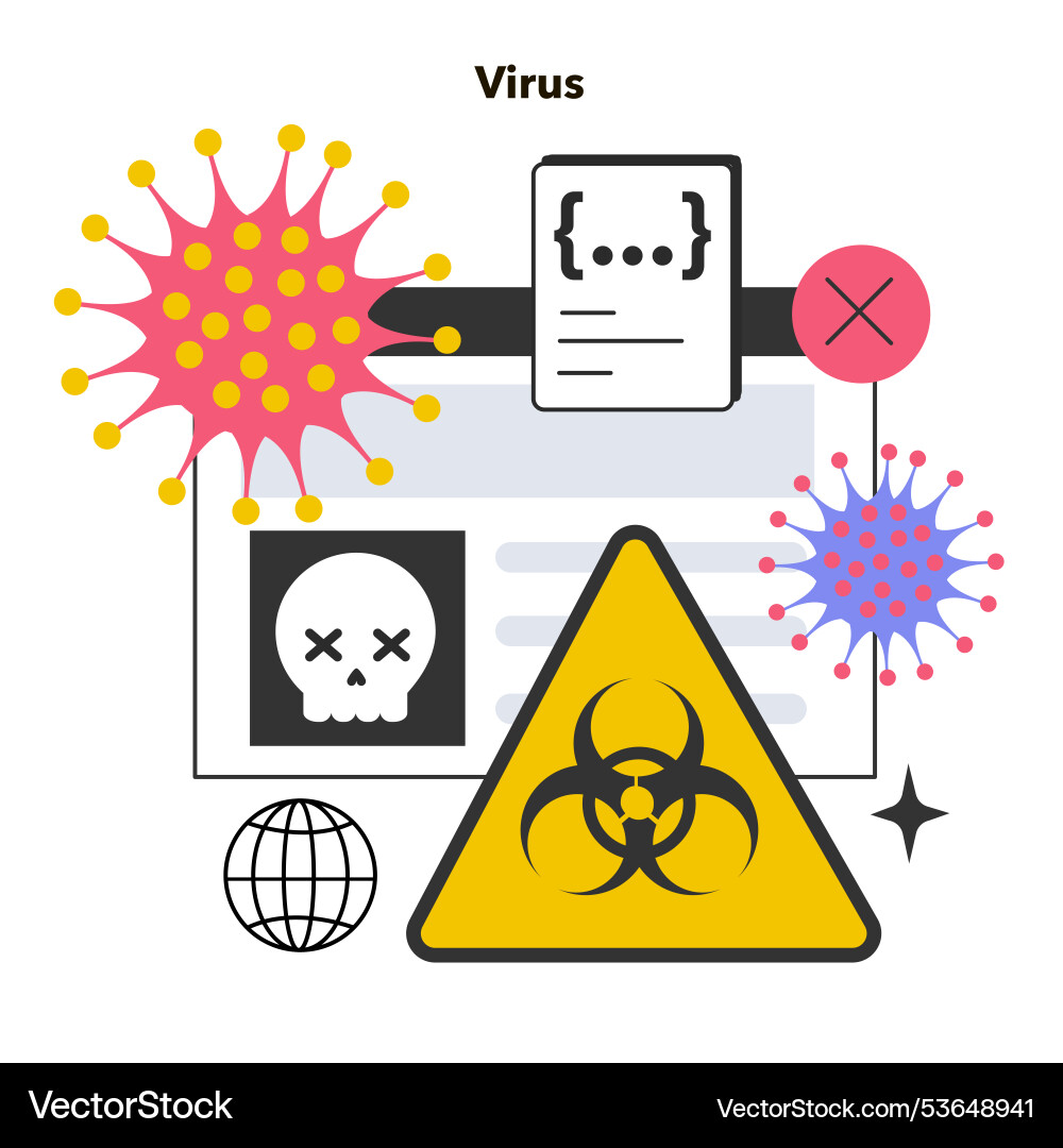 Virus malicious software computer malware cyber Virus malicious software computer malware cyber vector image