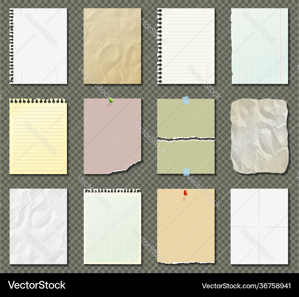 White and colorful paper sheets notebook vector image