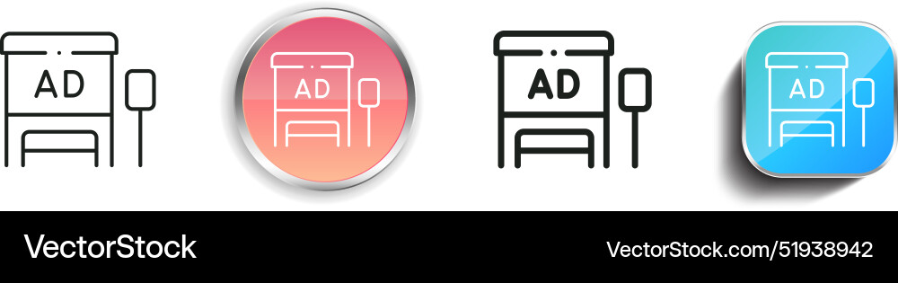 Bus station icon thin linear regular and button vector image