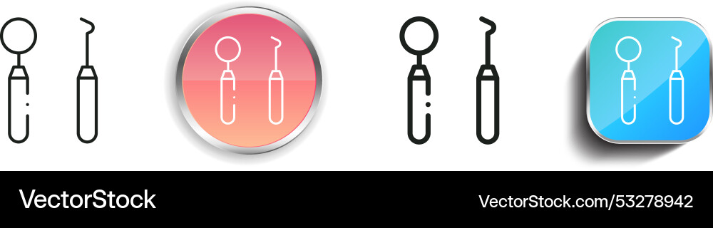 Dentist tools icon thin linear regular and button Vector Image