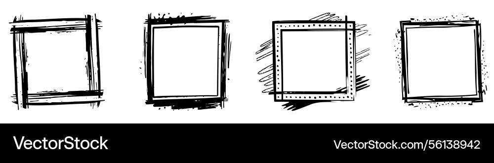 Grunge frame set of empty hand drawn frames Vector Image