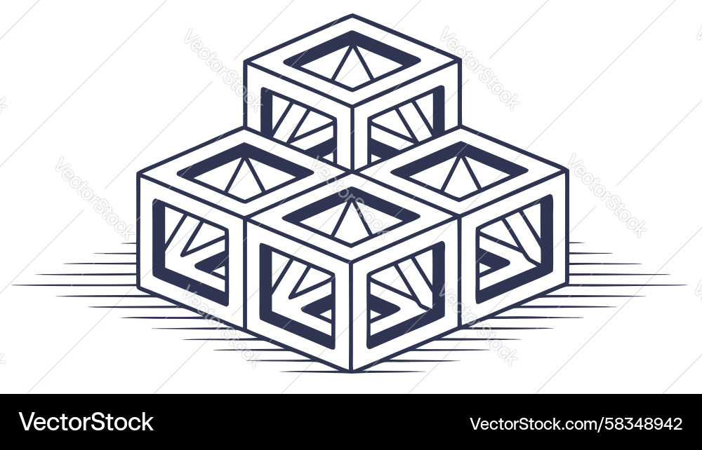 Isometric Cube Stack - Digital Blocks Vector Image