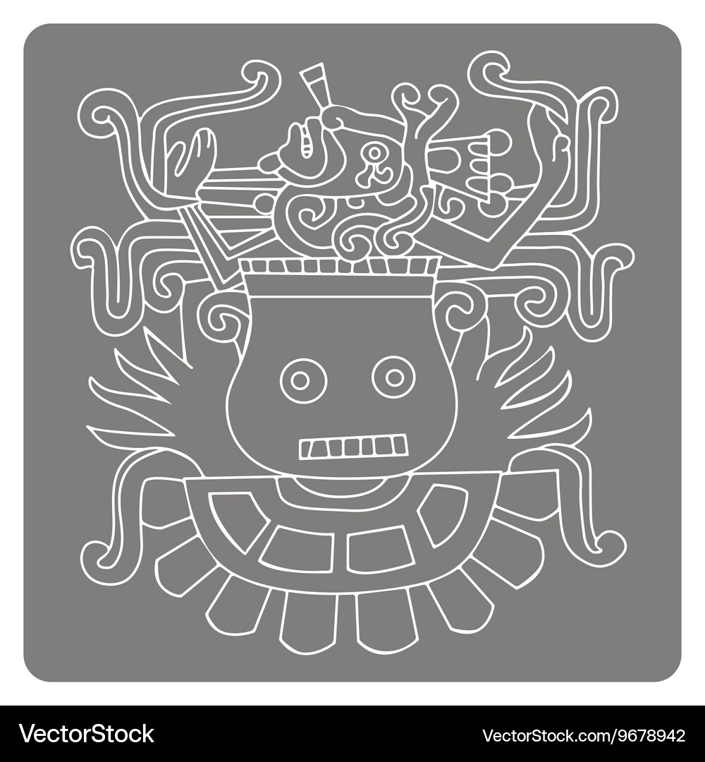 Monochrome icon with symbols from aztec codices Vector Image