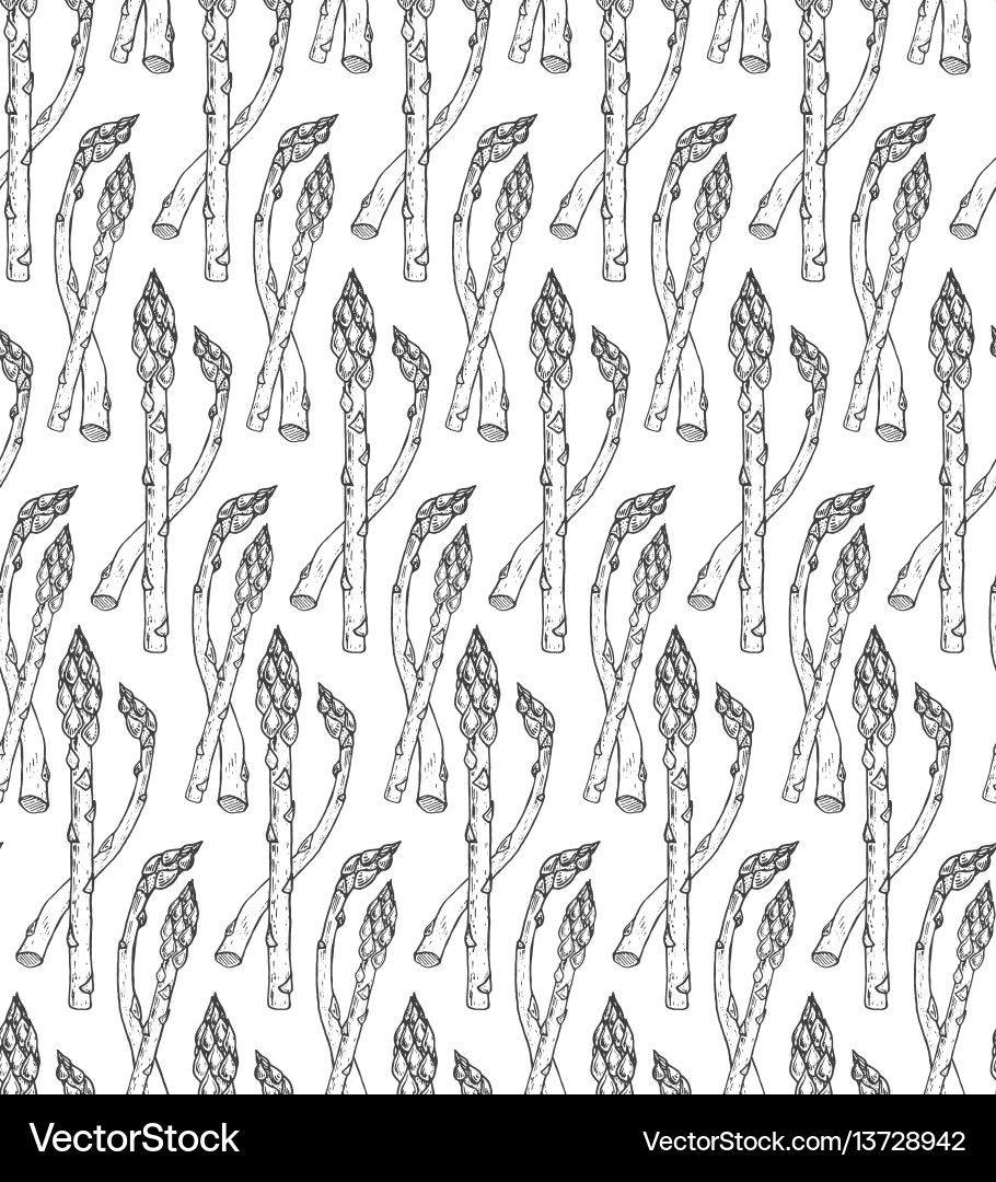 Seamless pattern with sketch style asparagus tile Seamless pattern with sketch style asparagus tile vector image