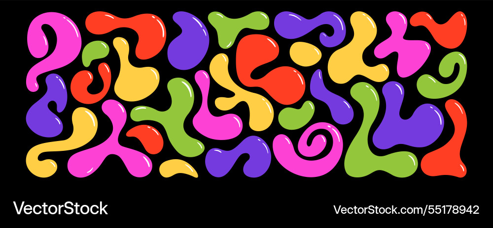 Set of colorful random irregular blobs in liquid Set of colorful random irregular blobs in liquid vector image