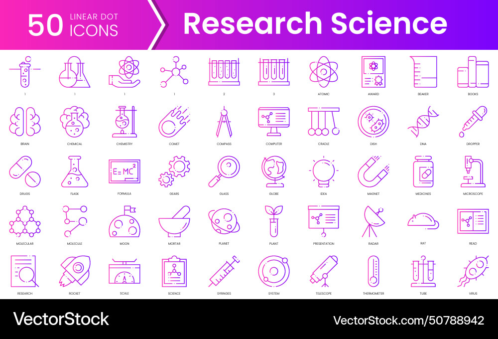Set of research science icons gradient style icon Set of research science icons gradient style icon vector image