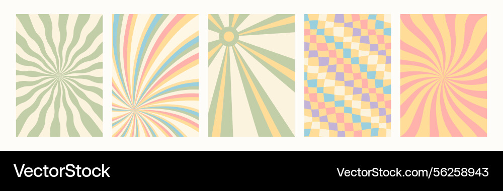 Abstract psychedelic retro pattern set groovy Abstract psychedelic retro pattern set groovy vector image