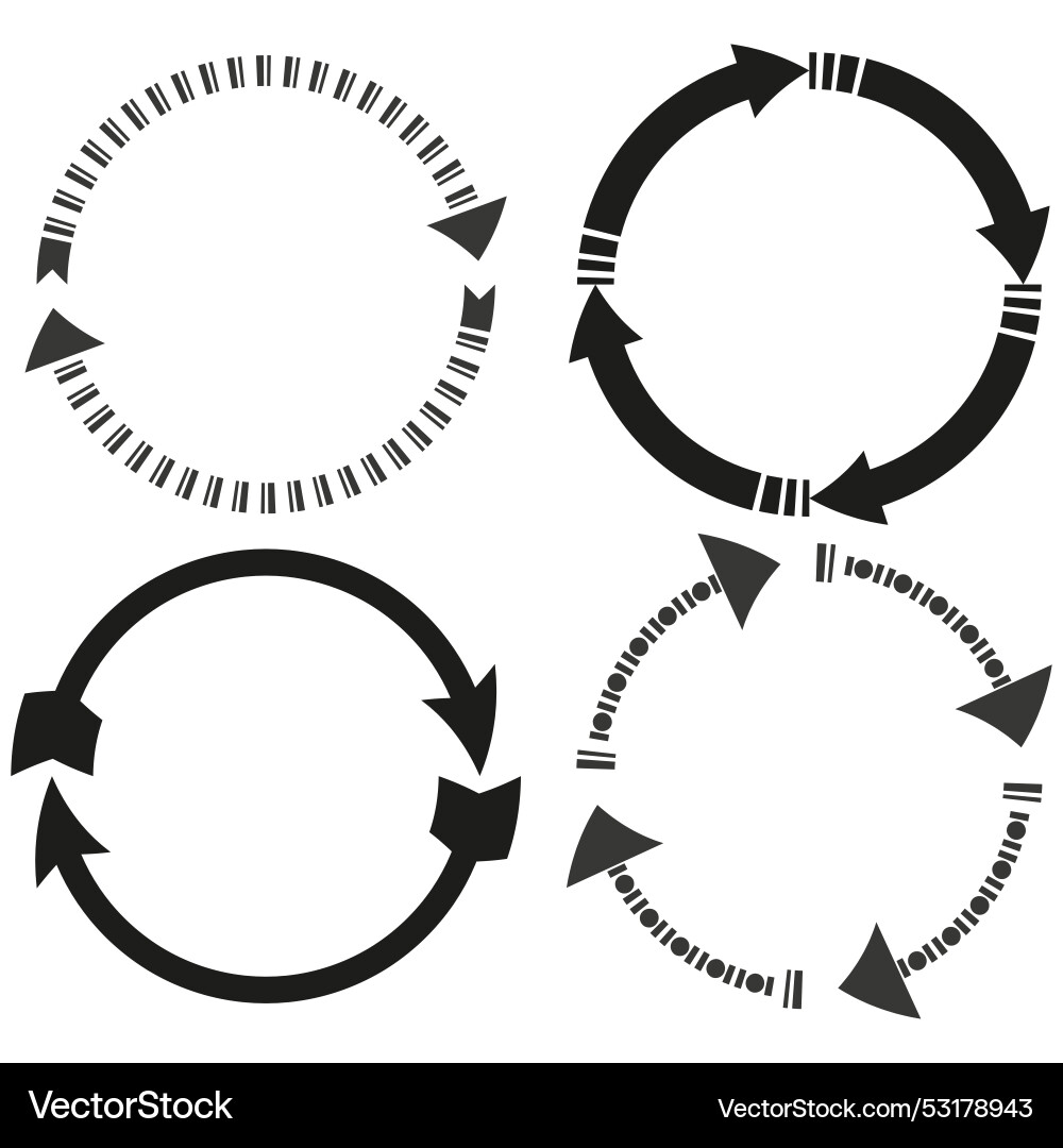 Circular arrow icons geometric cycle patterns vector image