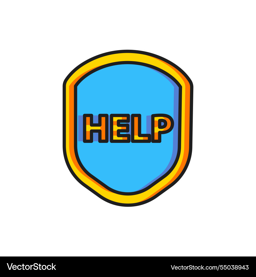 Color shield with text help icon isolated Vector Image