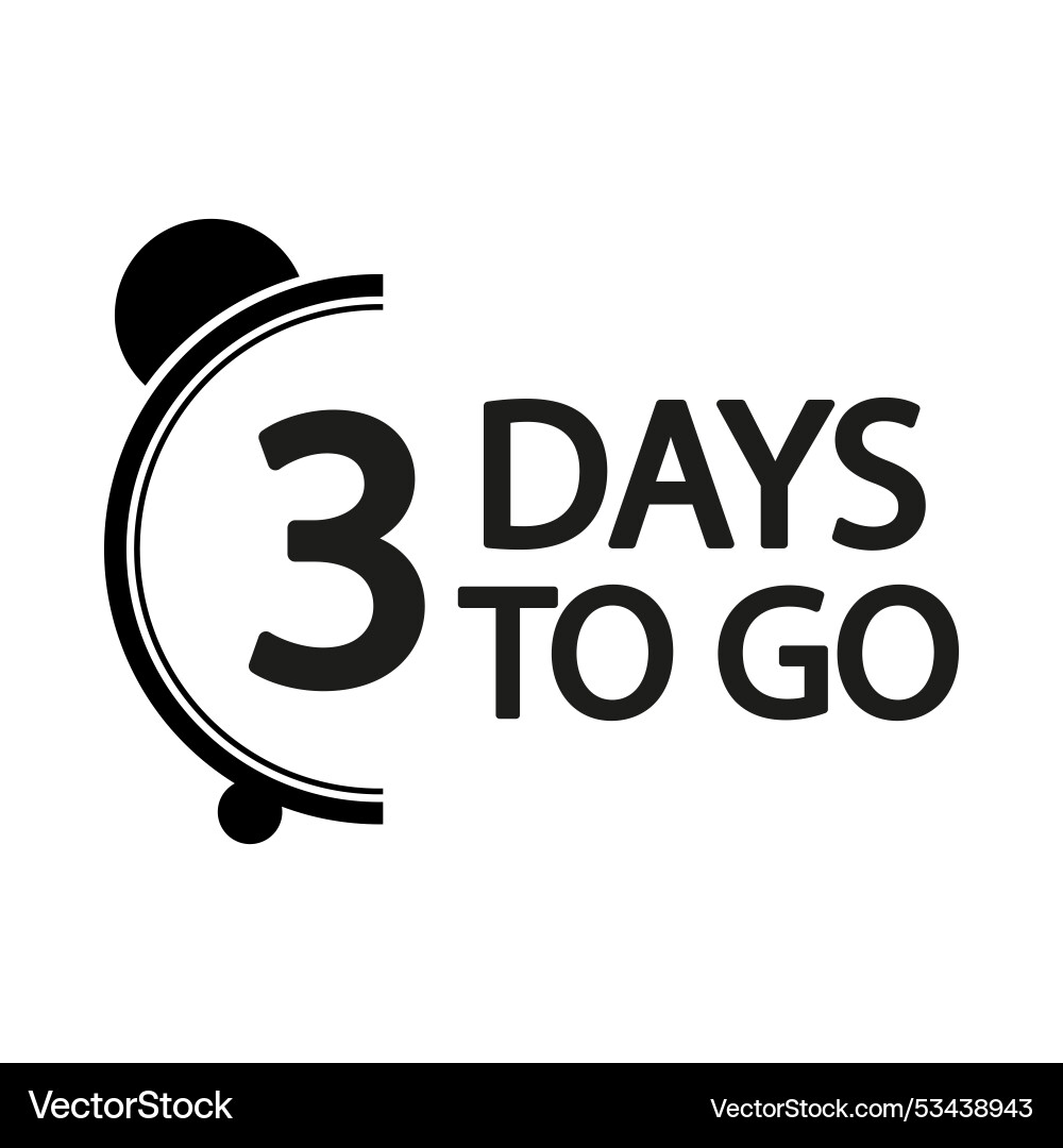 Countdown timer number three focus bold 3 days Countdown timer number three focus bold 3 days vector image