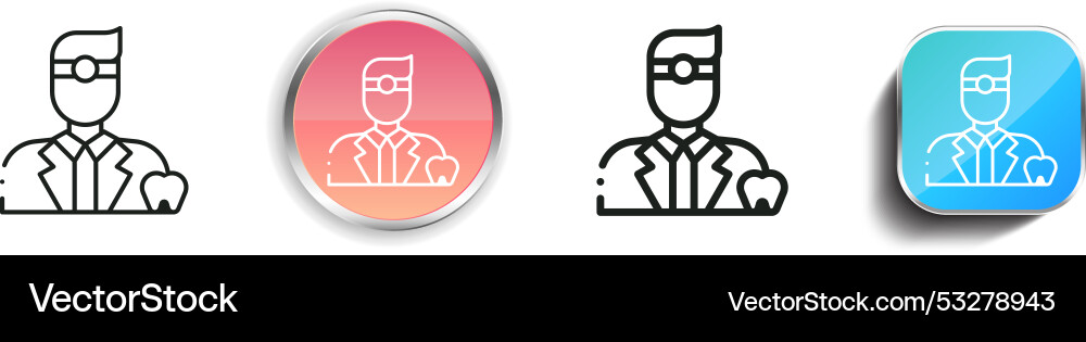 Dentist icon thin linear regular and button style Dentist icon thin linear regular and button style vector image