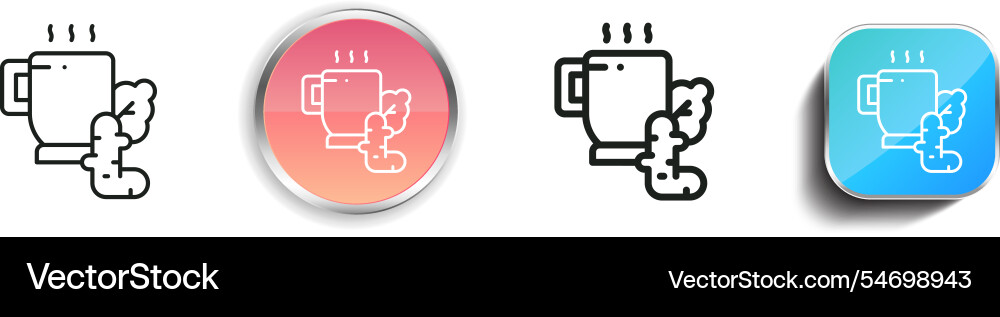 Herbal tea icon thin linear regular and button Vector Image