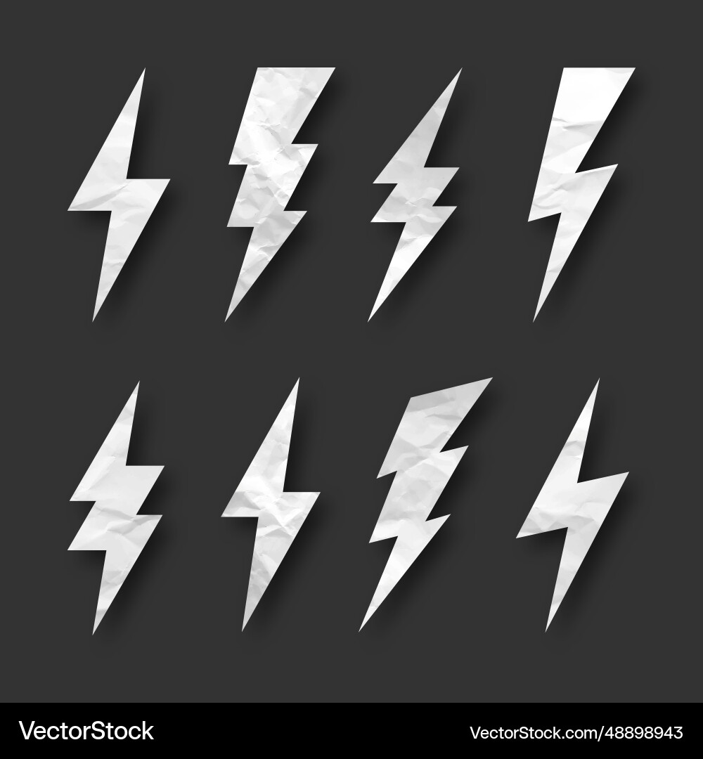 Lightning bolt crumpled paper texture cardboard Lightning bolt crumpled paper texture cardboard vector image