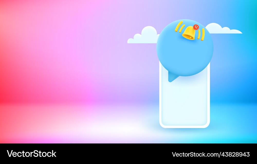 Modern smartphone with message notifications 3d Vector Image