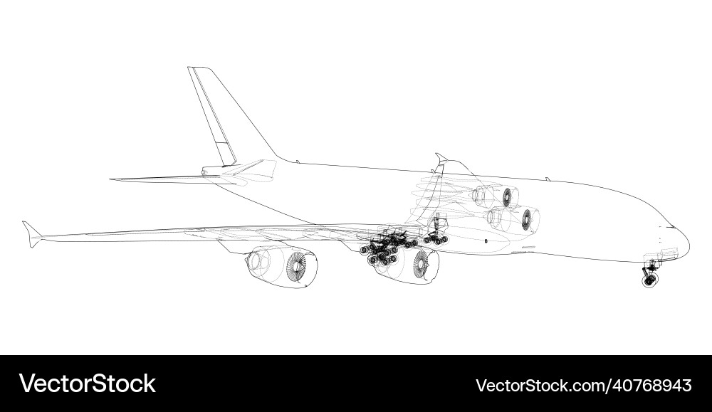 Passenger airplane rendering of 3d Passenger airplane rendering of 3d Vector Image