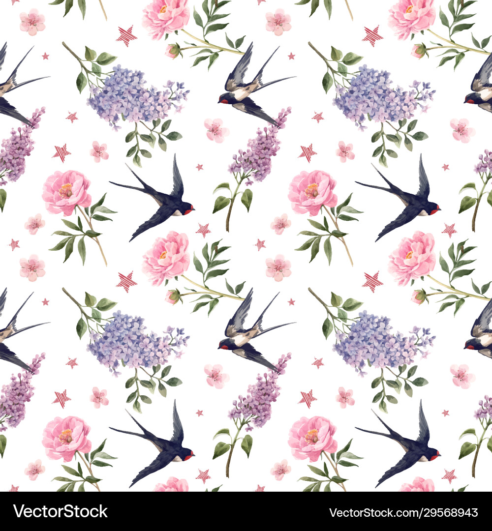Spring Floral Seamless Pattern vector image
