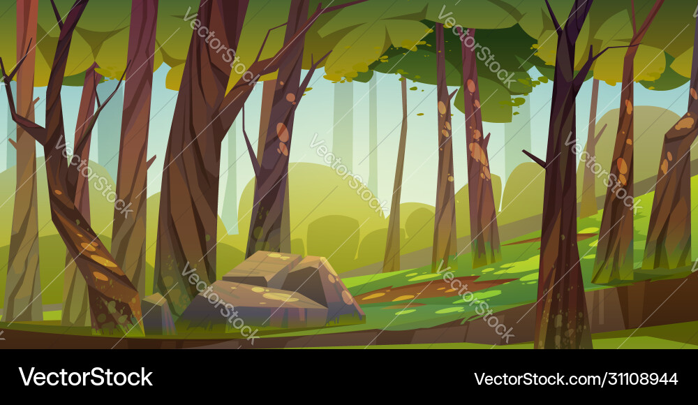 Cartoon forest background nature park landscape vector image