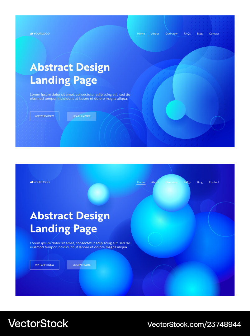 Circle abstract shape landing page background set Circle abstract shape landing page background set vector image